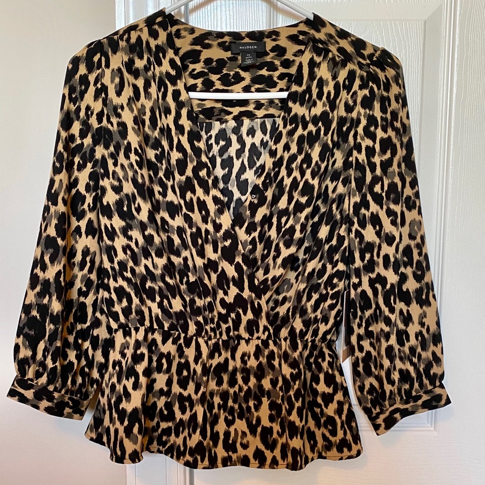 Nordstrom Halogen Wrap Front Peplum Top